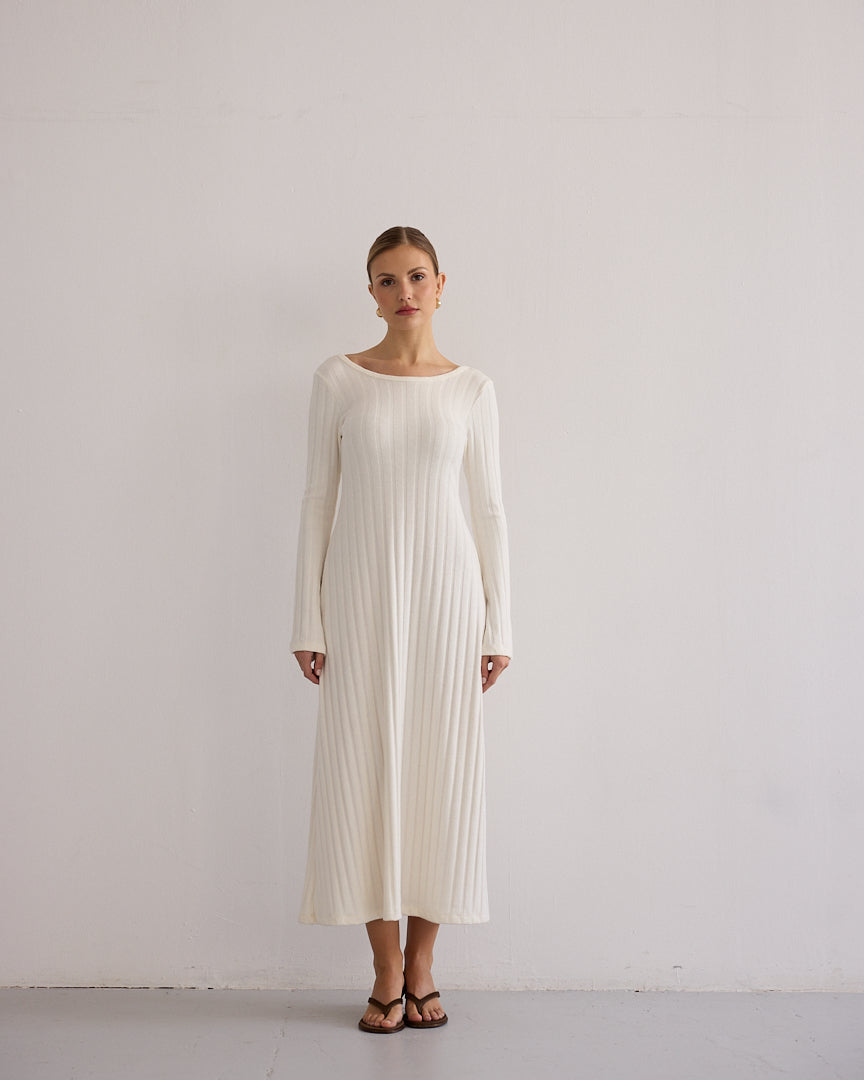 Alma Knit Dress White