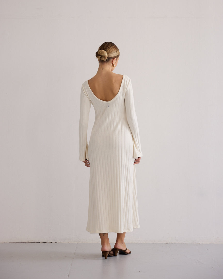 Alma Knit Dress White