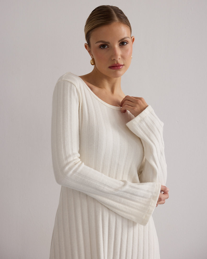 Alma Knit Dress White