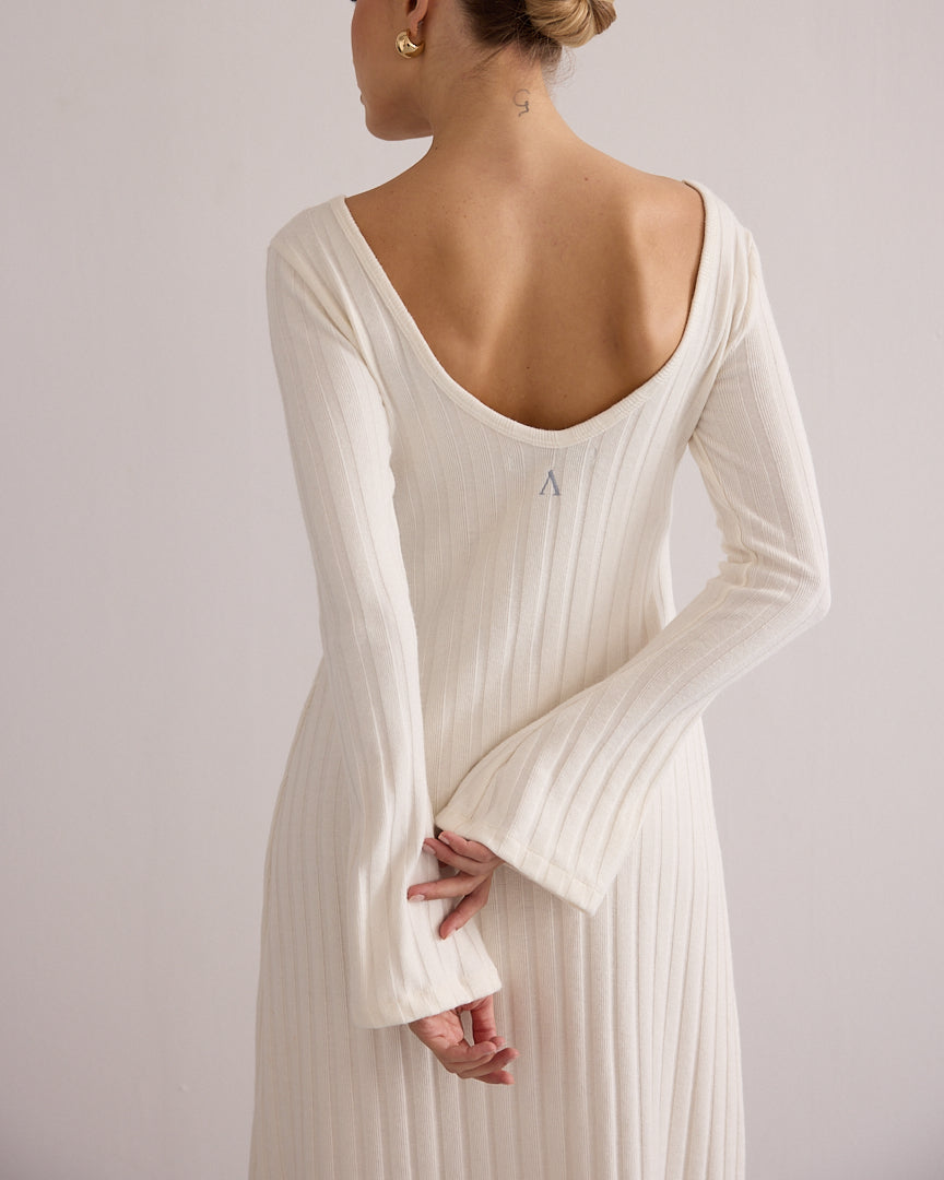 Alma Knit Dress White